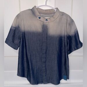 Denim short sleeve shirt.